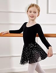 Zaclotre Black Leotard for Girls Long Sleeve