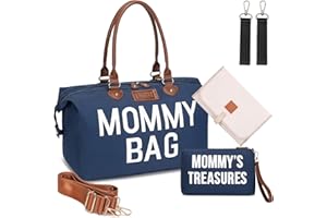 DOFASAYI Tote Diaper Bag for women, Diaper Bag Tote with Changing Pad, Mommy Bag for Hospital, Large Travel Tote Bag for Boys, Girls, Blue