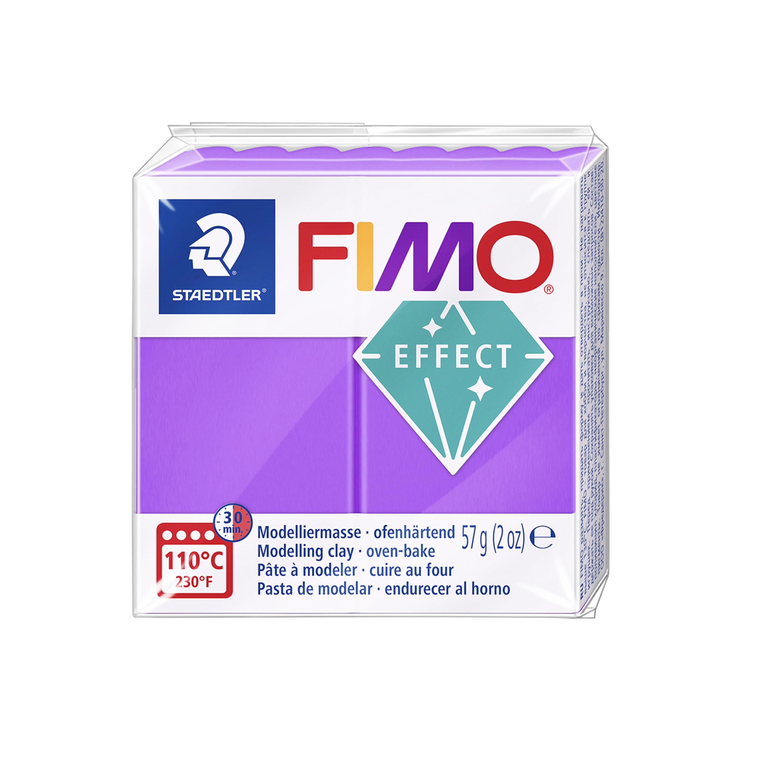 STAEDTLER 8020-604 FIMO Effect Oven-Hardening Polymer Modelling Clay - Translucent Purple (57g) — image 1