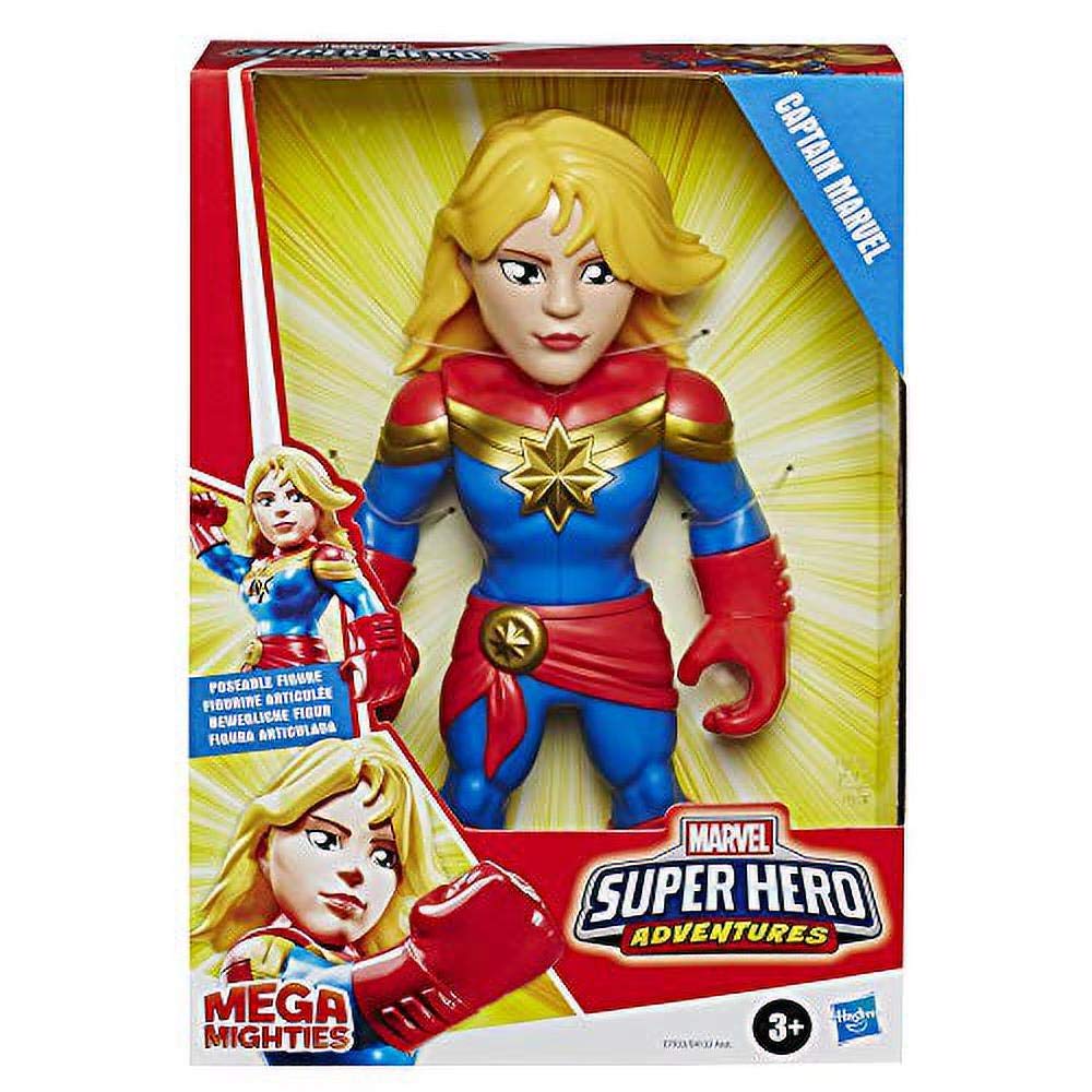 Playskool Heroes Mega Mighties Marvel Super Hero Adventures Captain Marvel, Collectible 25 cm Action Figure, Toys for Children Aged 3 and Up