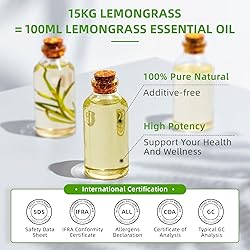 HIQILI 16 Fl Oz Lemongrass Essential Oil, 100% Pure
