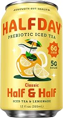 Halfday Prebiotic Iced Tea, Classic Half & Half, 12 Fl Oz | 6g of Fiber for Gut Health, 5g of Sugar, 35 Calories, Real Brewed