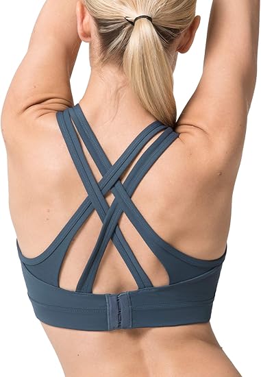 Amazon Yvette イベット スポーツブラ 揺れない クロスバック 走りやすいをサポート 後ろホックタイプ スポブラ フィットネス トレーニング スポーツブラ 通販