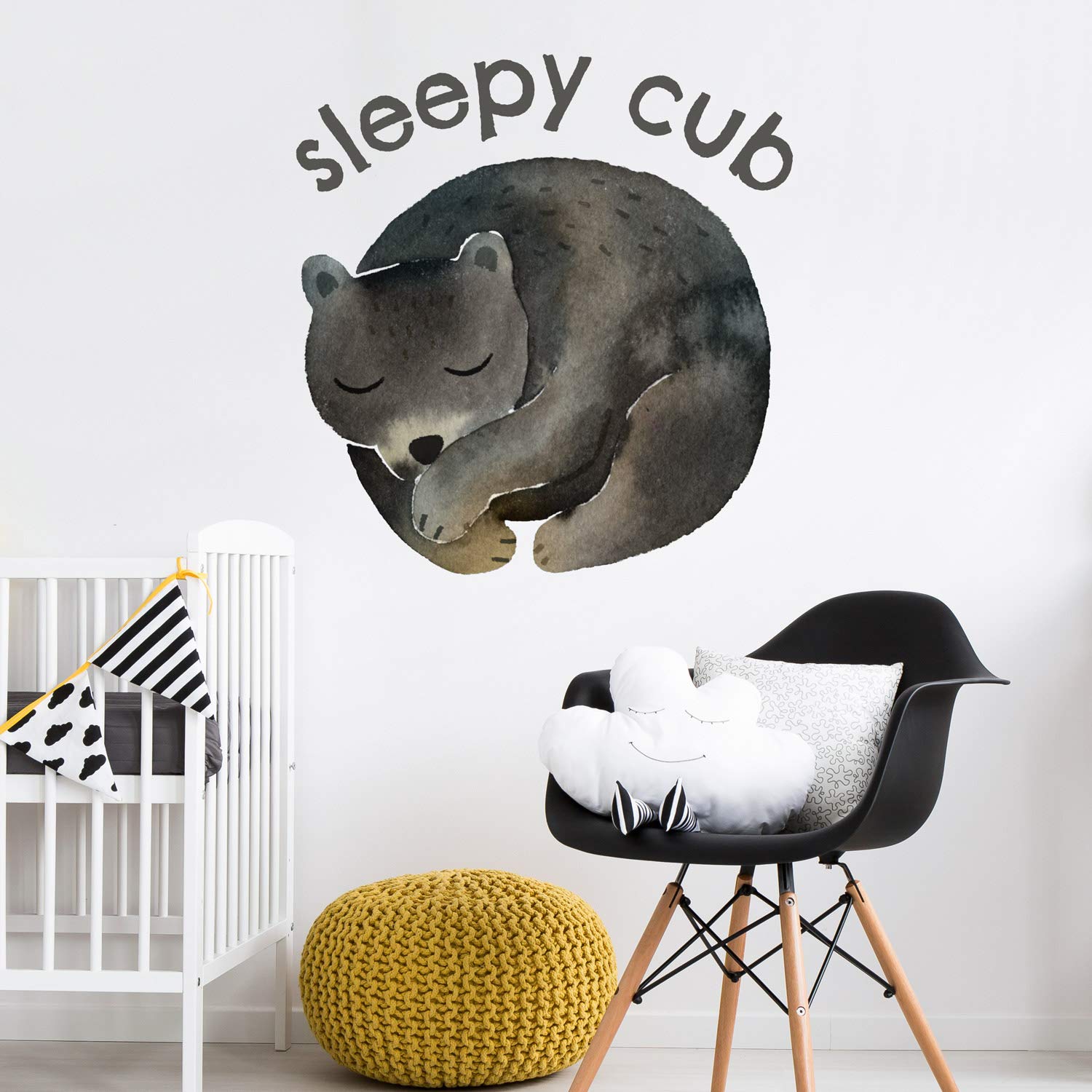 Sleepy cub wall sticker (Large size) | Woodland wall stickers | Perfect for decorating a child's bedroom with a woodland theme