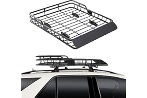 TECTRUC 46'' x 39'' Heavy Duty Roof Rack,Universal Rooftop Cargo Carrier Basket,Car Top Luggage Storage Holder Basket for SUV Truck Vehicle,550lb Capacity Steel Construction