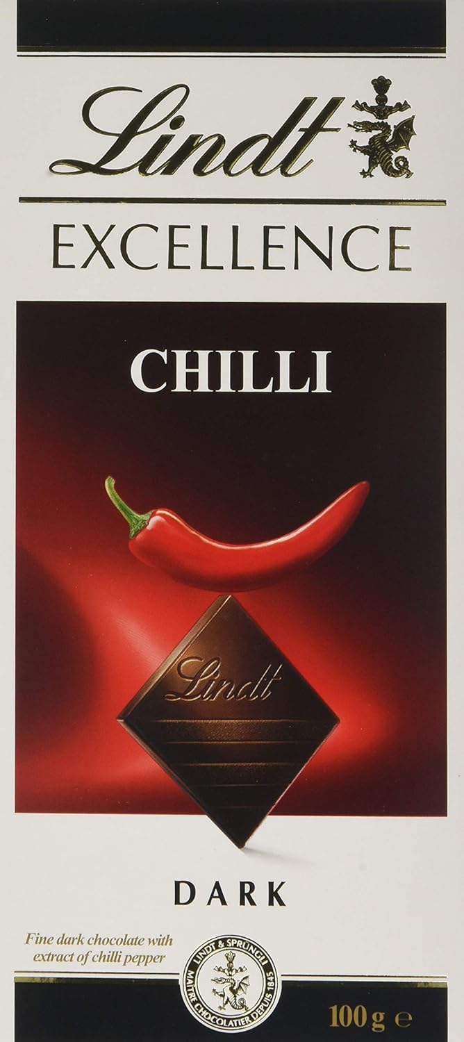 Lindt Excellence Dark Chilli Chocolate Bar Each 100 g (Pack of 5