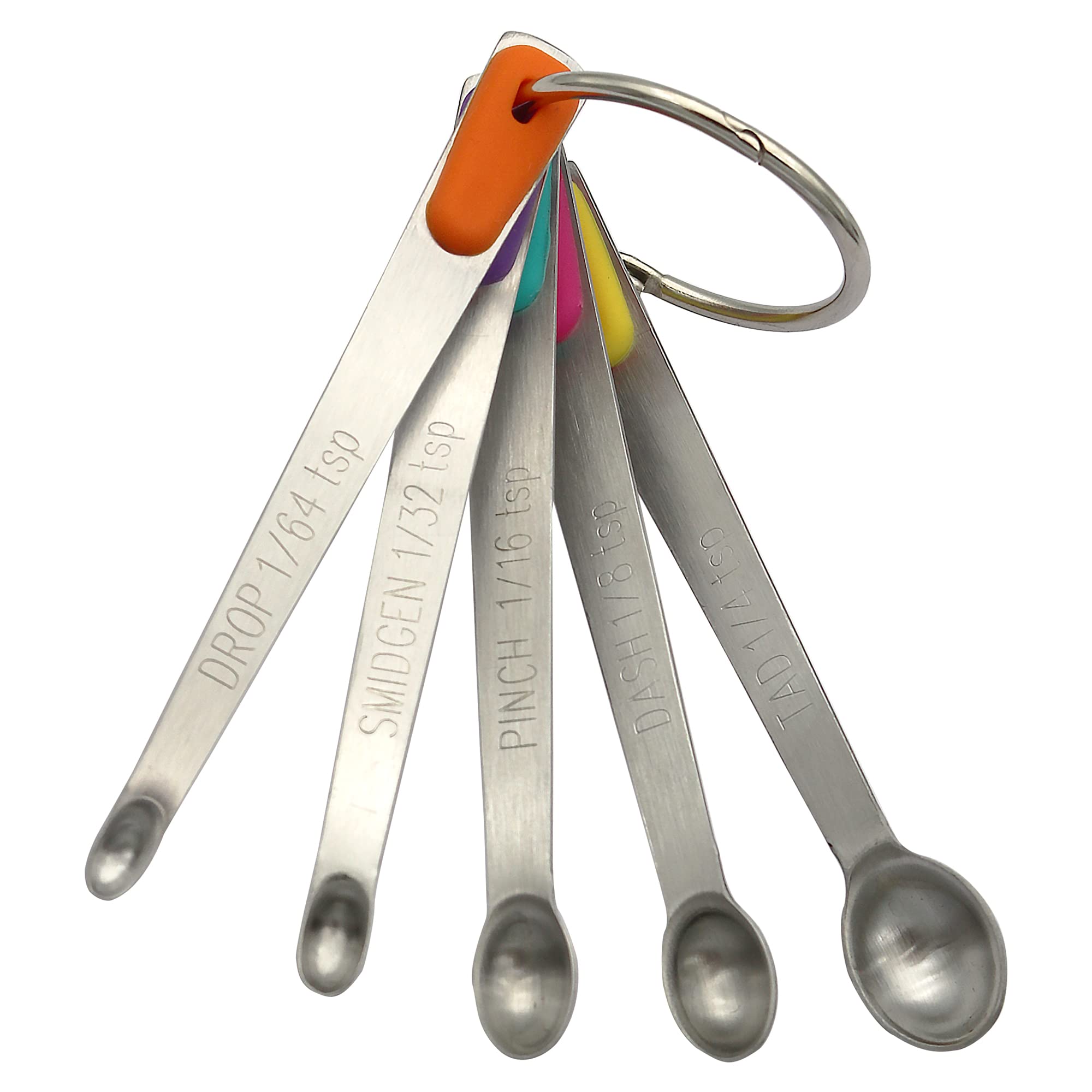 Photo 1 of BERYLER Mini Measuring Spoons Set, Tiny Stainless Steel Measure Teaspoons with Silicone Handle, Suitable for Small Amount of Dry or Liquid Ingredients and Spices (1/64, 1/32, 1/16, 1/8, 1/4 tsp)
