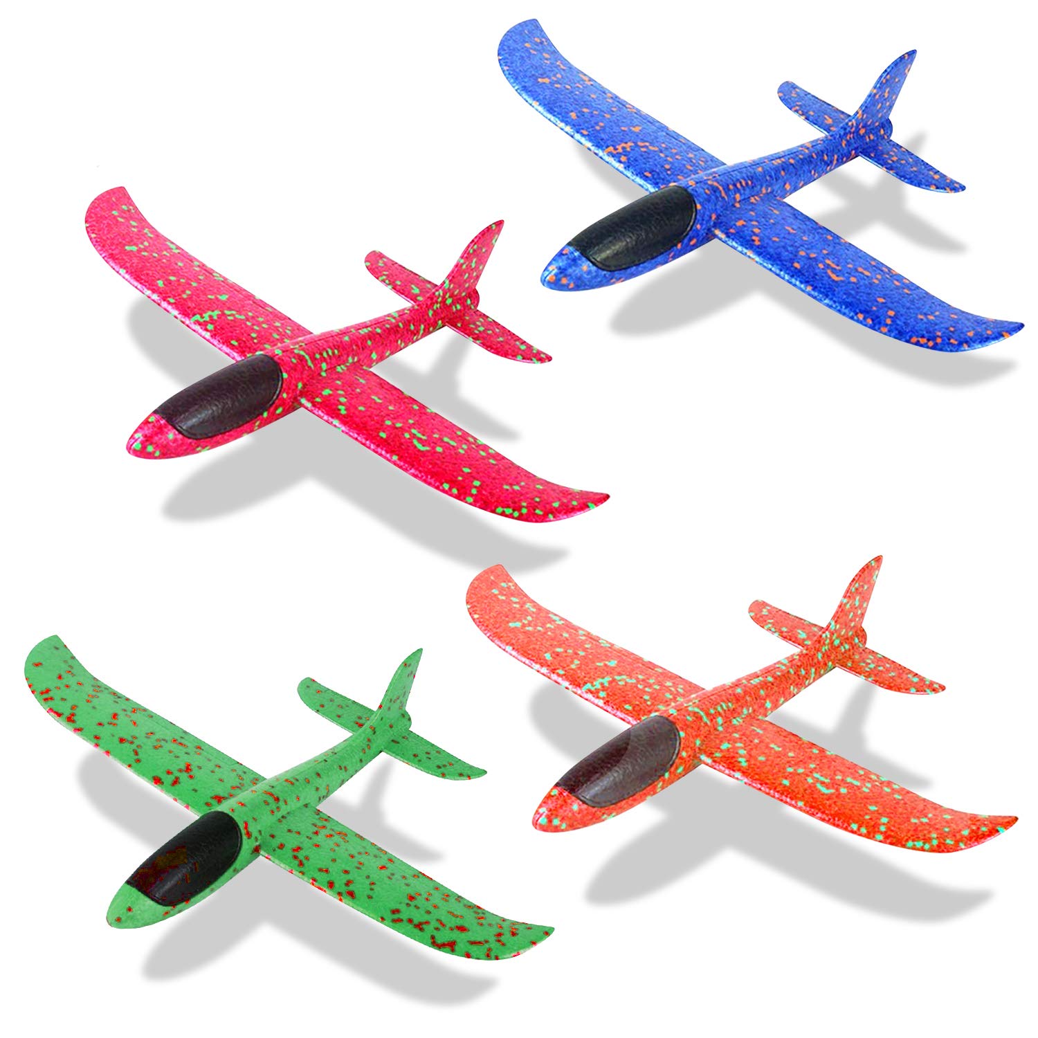 Sinwind Toy airplane, Airplane Model Plane Toy, Foam Airplane Toys, for Boys Girls Kids Outdoor Sport toys, 4 Flight Mode Blue Orange Red Green Airplane