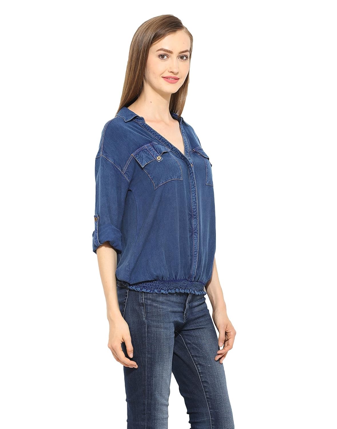 free & young thread detailing washed top