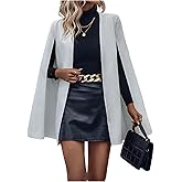 GORGLITTER Women's Open Front Cape Blazer Dress Split Long Sleeve Dressy Elegant Business Office Coat Jacket Cardigan