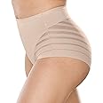 Leonisa High Waisted Invisible Tummy Control Shapewear for Women - Stripe Lace Ladies Underwear Panties