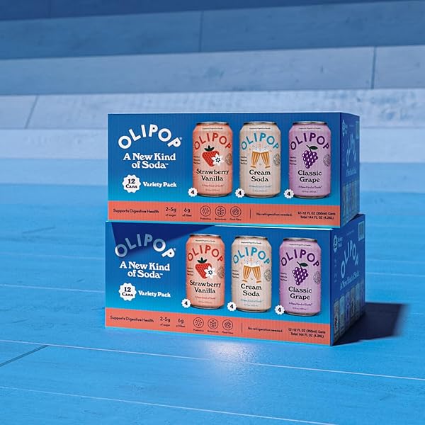 OLIPOP PREBIOTIC SODA POP, 3 FLAVOR VARIETY PACK, PREBIOTICS, FIBER, AND BOTANICALS, GLUTEN, GMO, 12OZ (12-CANS)