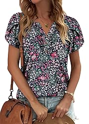 KISSMODA Women's Tunic Tops Casual V Neck Short