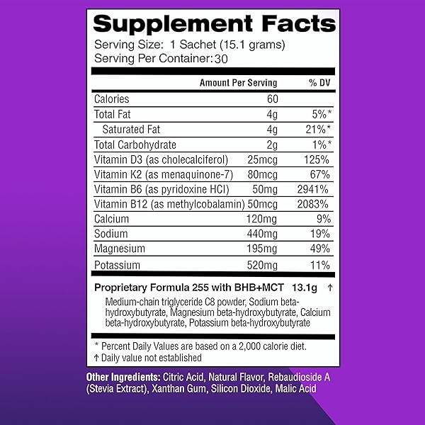 REAL KETONES EXOGENOUS KETO D BHB + MCT + ELECTROLYTES, CAFFEINE FREE DRINK MIX POWDER, GRAPE TART FOR RAPID KETOSIS (56 SERVINGS)