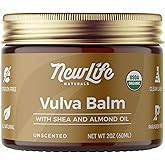 NewLife Naturals Certified Organic Vulva Balm Butter- Itching Dryness Irritation Menopause Support, Postpartum Essentials, Vaginal Moisturizer | All Natural Intimate Feminine Care - 2oz - USA