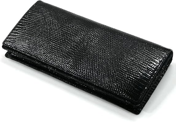 Amazon Liza1075 2black 長財布 メンズ 本革 かぶせ 札入れ リザード トカゲ 無双仕様 通しまち 小銭入れなし 日本製 ブラック 2 オリジナルパース ナカムラ 財布