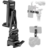NEEWER Metal Phone Tripod Mount with Cold Shoe NATO Clamp Compatible with DJI RS5 RS4 RS3 Pro RS2 RSC2 Gimbal Stabilizer, 180&deg; Tilt Phone Clip Holder Compatible with iPhone 15 Pro Camera Cage, GA010