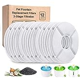 YAMOZOM 12-Pack Cat Water Fountain Filters, Round Replacement Filters for 2.4L Fountains