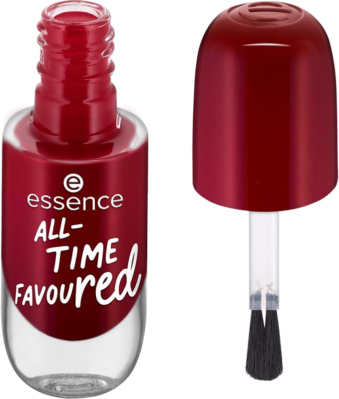 essence gel nail colour, Nagellack, Nr. 14, Rot, langanhaltend, Expressergebnis, schnelltrocknend, glänzend, acetonfrei, vegan, ohne Mikroplastikpartikel, ohne Konservierungsstoffe, 1er Pack (8ml)