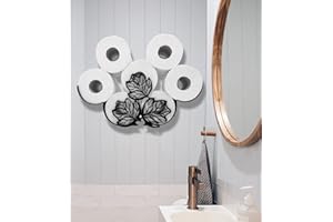 EUIROET Leaves Metal Wall Toilet Paper Storage,Black Toilet Tissue Holder,Animal Decorative Metal Paper Holders,Cute Toilet Paper Storage for Bathrooms,Wall Toilet Paper Organizer Hold Extra 8 Rolls
