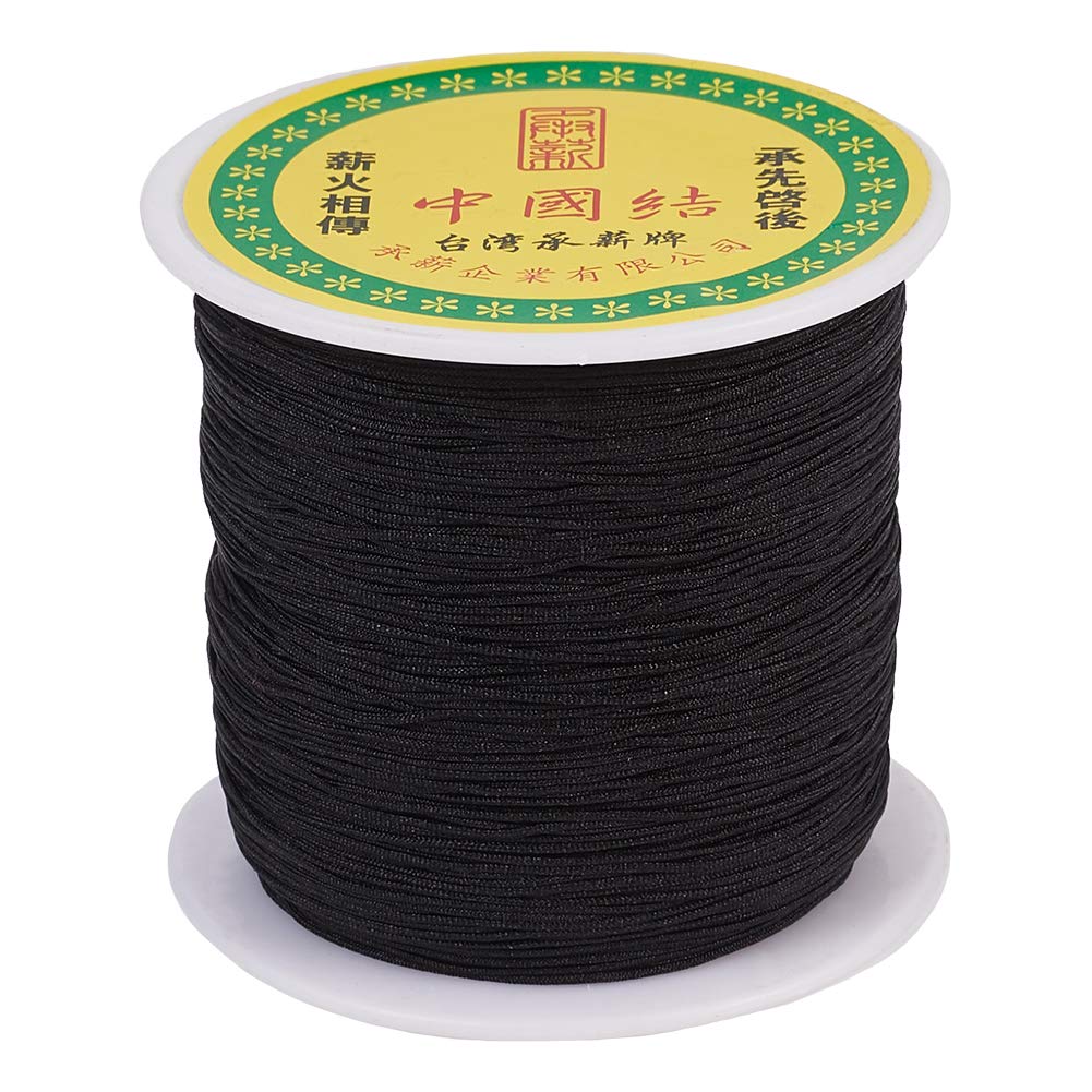 Craftdady 150yards 0.5mm Nylon Cord Braided Beading Thread Chinese Knotting Macrame Rope Cord String for DIY Bracelet Necklace Jewelry Making, Black