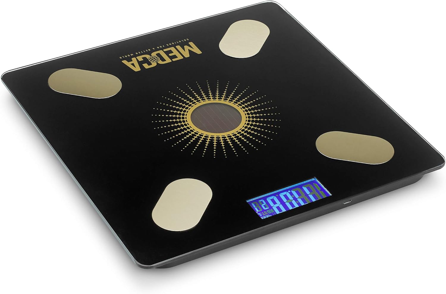 Body Fat Scale - Smart Digital Solar Powered Glass Bathroom Scale Measures, Tracks and Analyzes Weight Fat Loss BMI Body Composition and More Monitor Your Progress with Smartphone App: Health & Personal Care