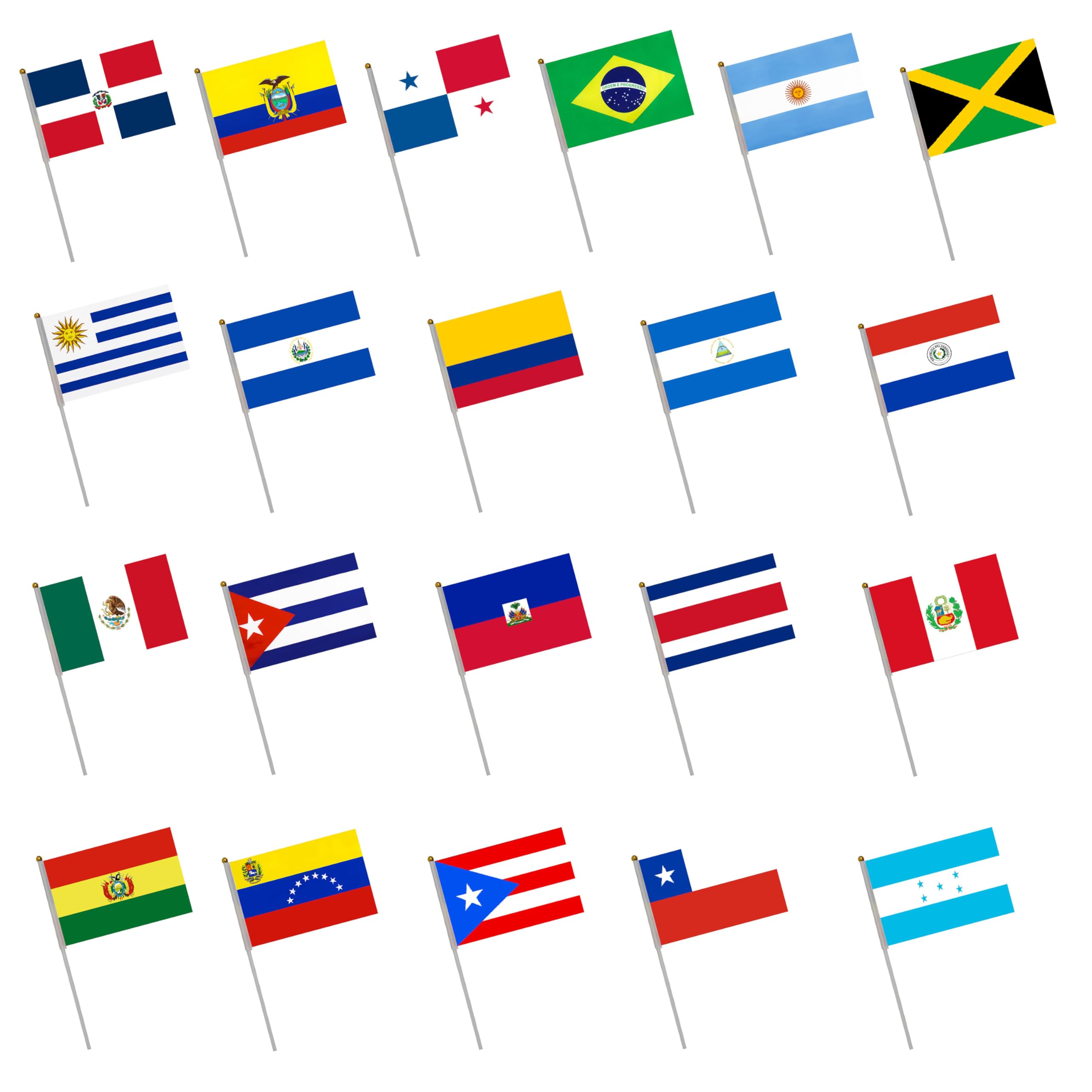 21 Hand Crank Countries Flag of Latin America National Holiday, Parties, Parades, Hand Flag, Sports Events, Bar Decoration Flags Latin America, Bunting