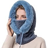 HUAMULAN Women Winter One Piece Beanie Hat Slouchy Fleece Balaclavas Face Mask Neck Scarf Set Earmuff Ski Snow Knit Hats