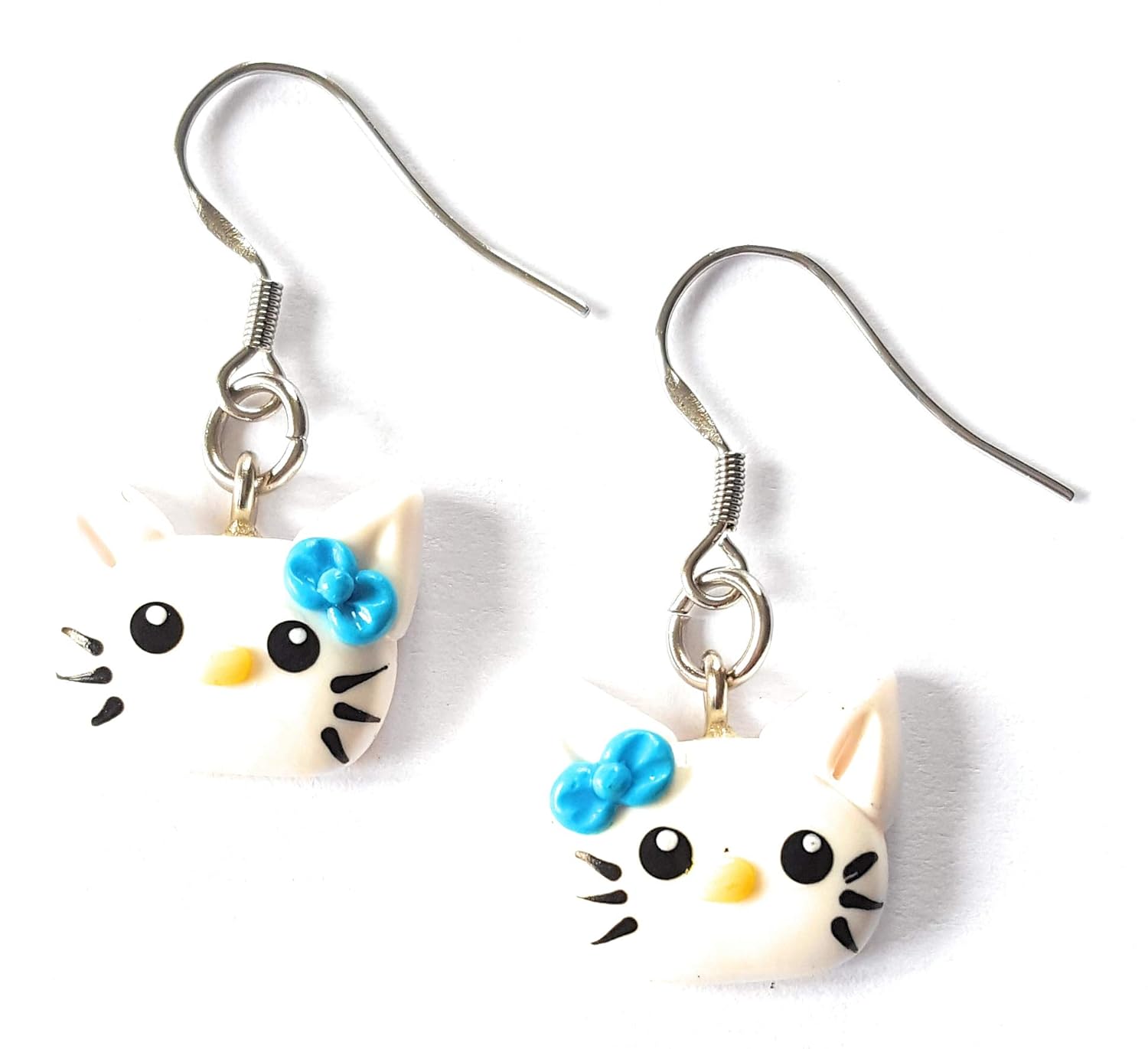 Boucles D Oreilles Enfant Chat Blanc Bijou Pate Polymere Fimo Cadeau De Noel Amazon Fr Handmade