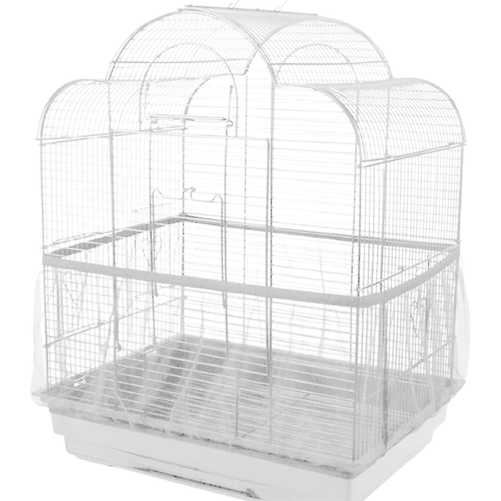 RSYHVG Bird Cage Net Cover and Seed Catcher - Stretchy, Dustproof, Ventilate, Tidy (White)