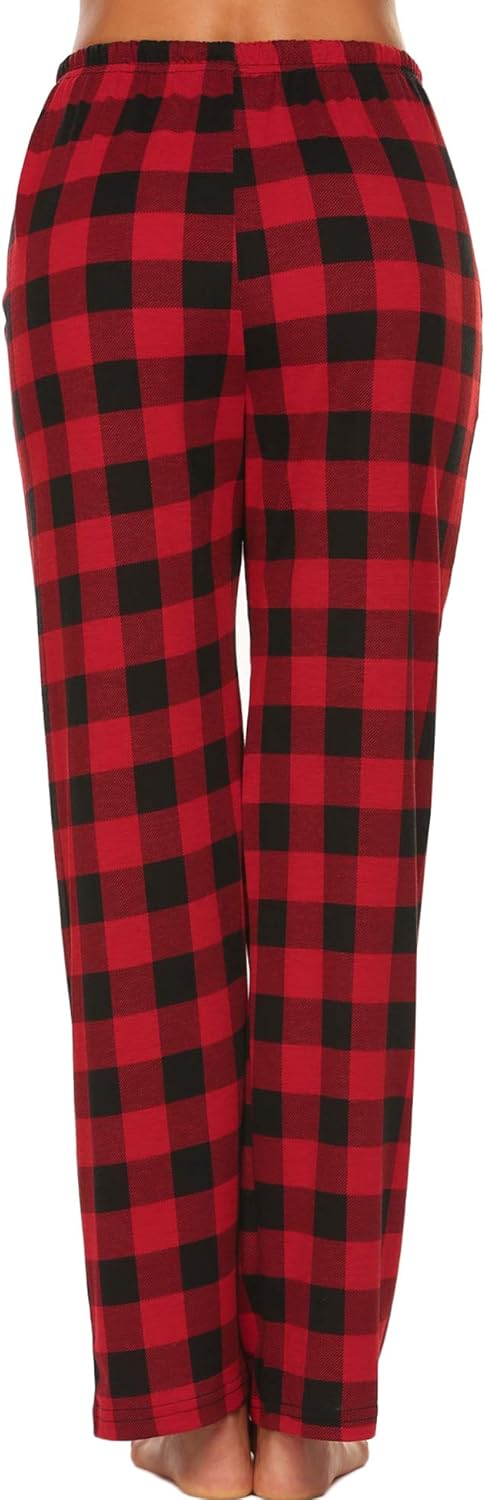 Ekouaer Women Lounge Pants Comfy Pajama Bottom with Pockets Stretch Plaid Sleepwear Drawstring Pj Bottoms Pants at  Women’s Clothing store