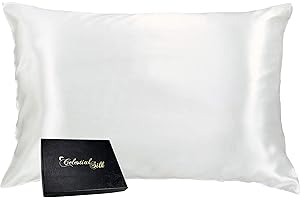 Celestial Silk 100% Silk Pillowcase for Hair Zippered Luxury 25 Momme Mulberry Silk Charmeuse Silk on Both Sides of Cover -Gift Wrapped- (Standard, White)