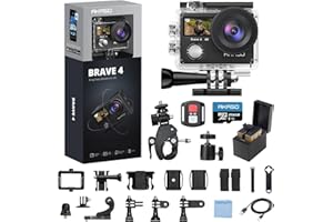 AKASO Brave 4 Action Camera 4K 30fps with 256GB MicroSDXC Card 20MP Ultra HD 131FT Waterproof Underwater Camera EIS WiFi Remote Control 5X Zoom Sport Cameras with Bicycle Accessories Kit Bundle