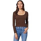 Madewell Square-Neck Long-Sleeve Crop Tee in Sleekhold - Ribbed Fabric - Cotton Fabric - Square Neckline