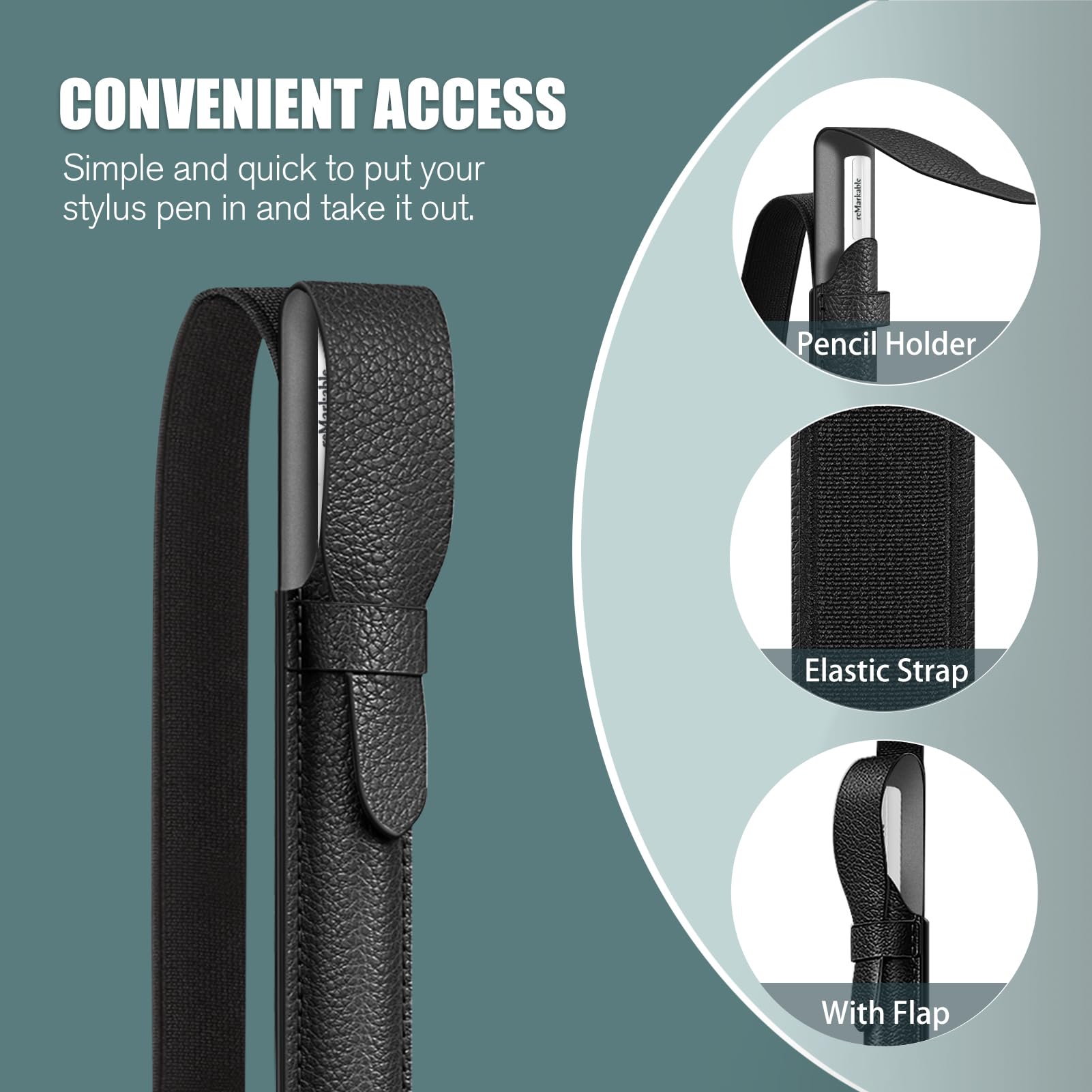 FINTIE Pencil Holder Compatible with Remarkable 2, Stylus Pouch PU Leather Pen Sleeve Portable Elastic Pencil Case Cover for Remarkable 2/BOOX/Scribe Stylus Pen