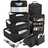 Veken 10 Set/8 Set Packing Cubes for Travel Essentials, Suitcase Organizer Bags in 4 Sizes, Carry-On Luggage Accessories with Laundry & Toiletry Bag, Airplane Must-Have, Road Trip & Camp Gifts for Men
