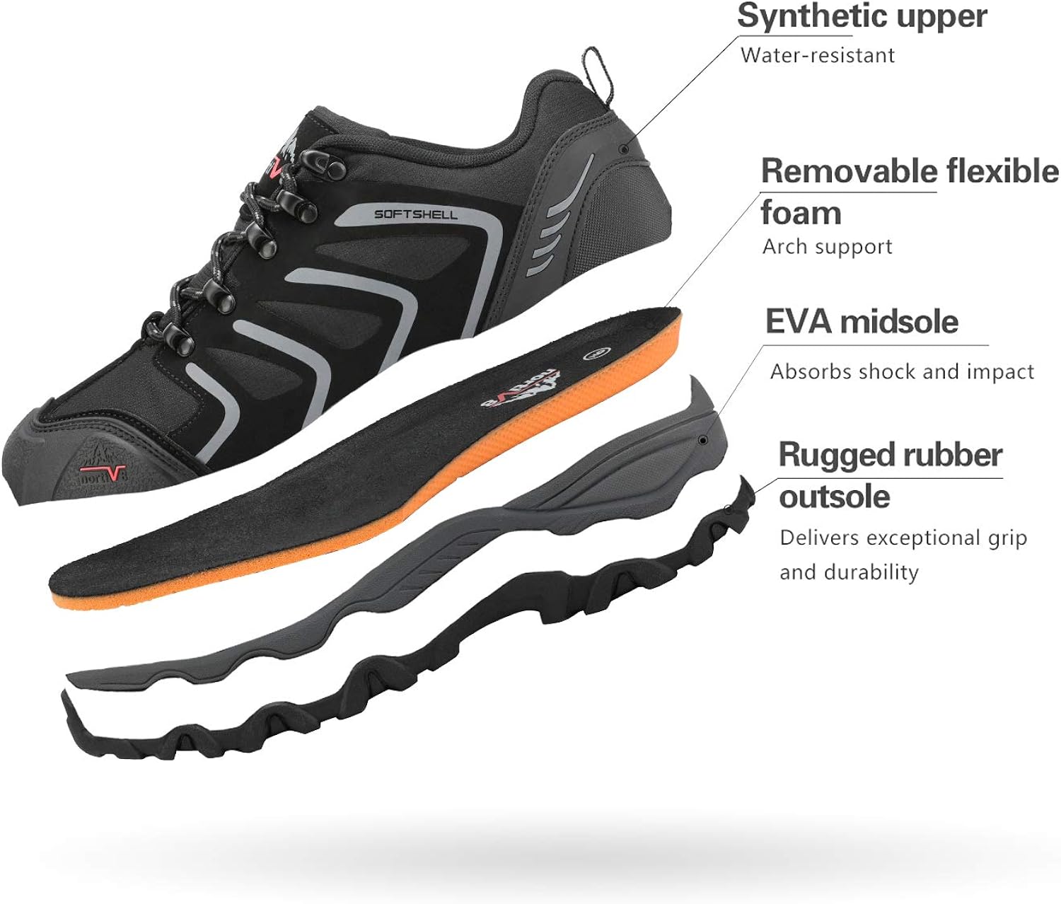  | NORTIV 8 Men's Low Top Waterproof Hiking Shoes Outdoor Lightweight Trekking Trails | Hiking Shoes