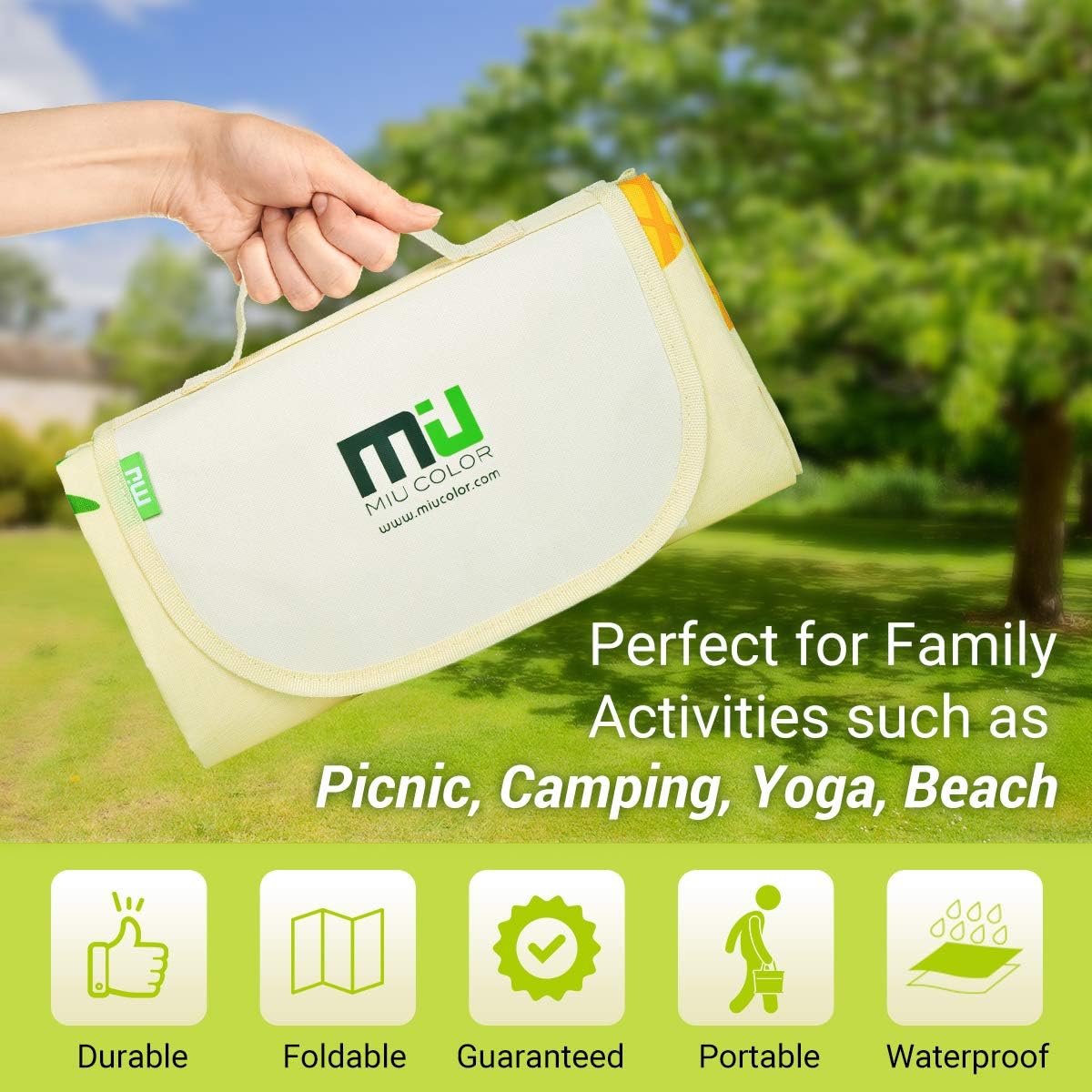 MIU COLOR Large Waterproof Outdoor Picnic Blanket, Sandproof and Waterproof Picnic Blanket Tote for Camping Hiking Grass Travelling (80"x 60" A Pineapple) : Sports & Outdoors