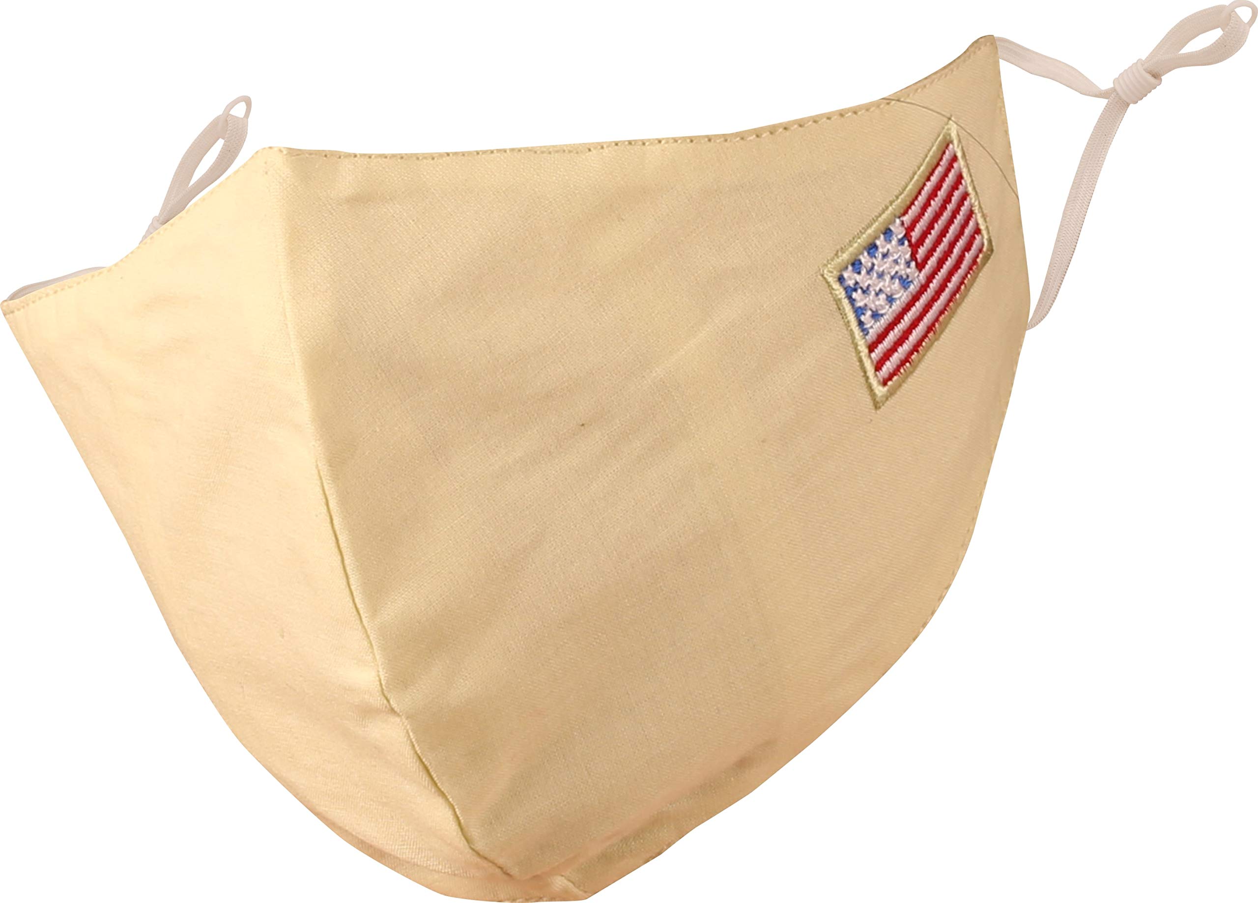 Touchstone American US Flag embroidered 3 layer medium size cotton face masks reusable washable adjustable for men, women. (Pack of 1). Lemon