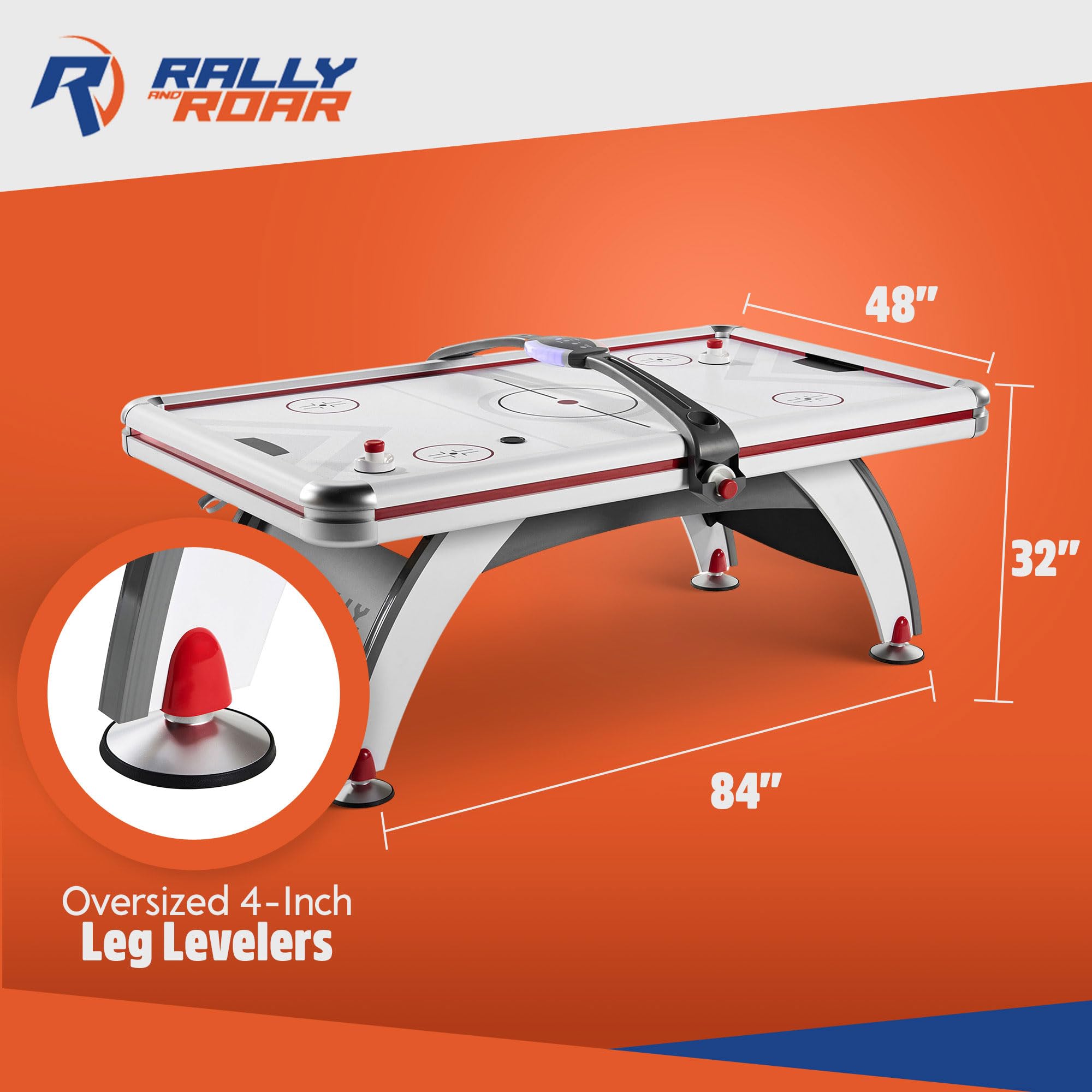 Rally and Roar Air Powered Hockey Multiple Styles Game Tables, Indoor Arcade Gaming Sets with Electronic Score Systems, Excellent for Family Game Rooms