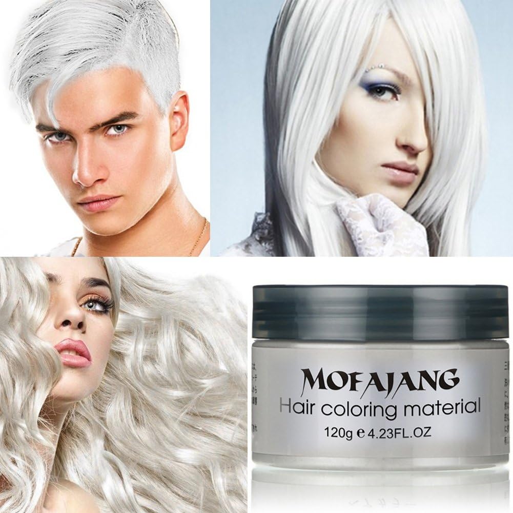 Sweetds 7 Colors Unisex DIY Hair Color Wax Mud Dye Cream, Hair Color Cream for Party, Festival & Cosplay (White)