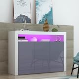 Panana High Gloss 3 Door Sideboard with LED Lights Grey 51.18 in Wide view 6