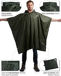 Hurley Adult Unisex Rain Poncho – Packable Hooded