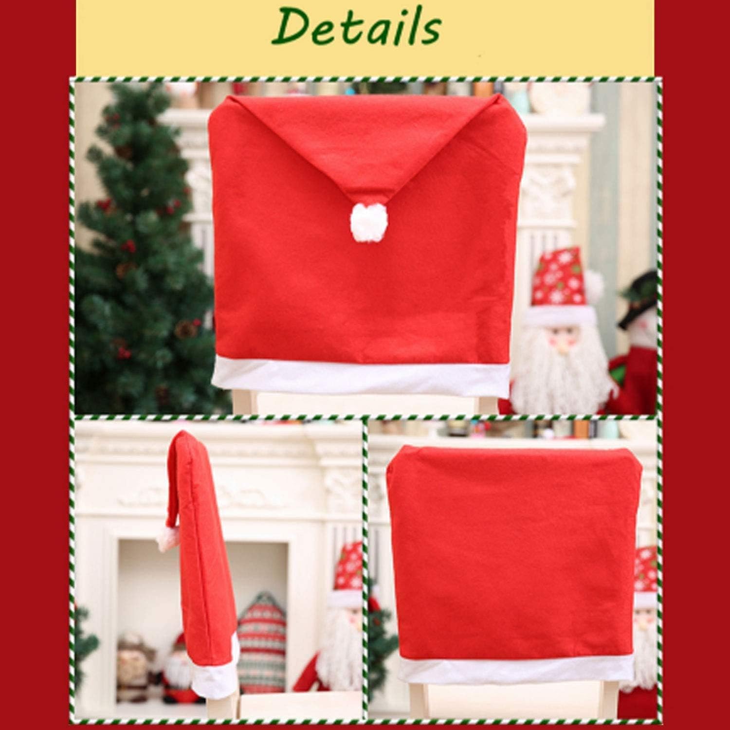 6 PACK Christmas Chair Covers Christmas Decoration Santa Hat Chair Back Covers Xams Chair Covers Caps Slipcovers Set for Christmas Festive Home Dinner Christmas Table Decoration Kitchen Party Decor: Home & Kitchen