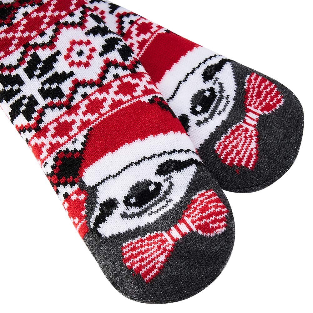 Spreadhoodie Womens Soft Fluffy Socks Warm Fuzzy Lined Cute Christmas Elk Santa Claus Winter Home Socks Non Slip Slipper Socks Red