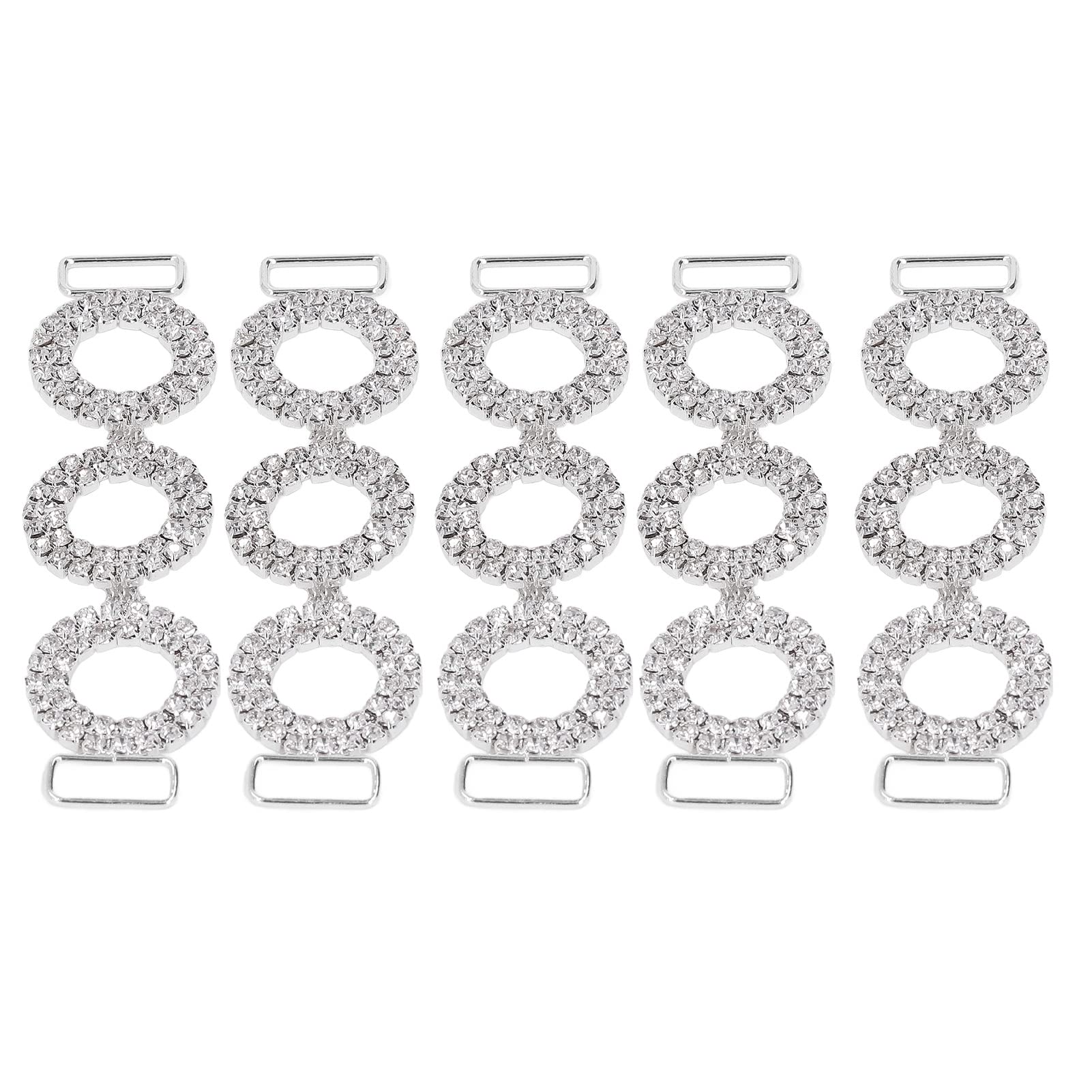 Qcwwy 5 Pack Silver Rhinestone Bikini Connectors, Buckles with Glass Rhinestone Decoration for Swimsuit Connectors, Clothing, Shoes, Wedding Decorations