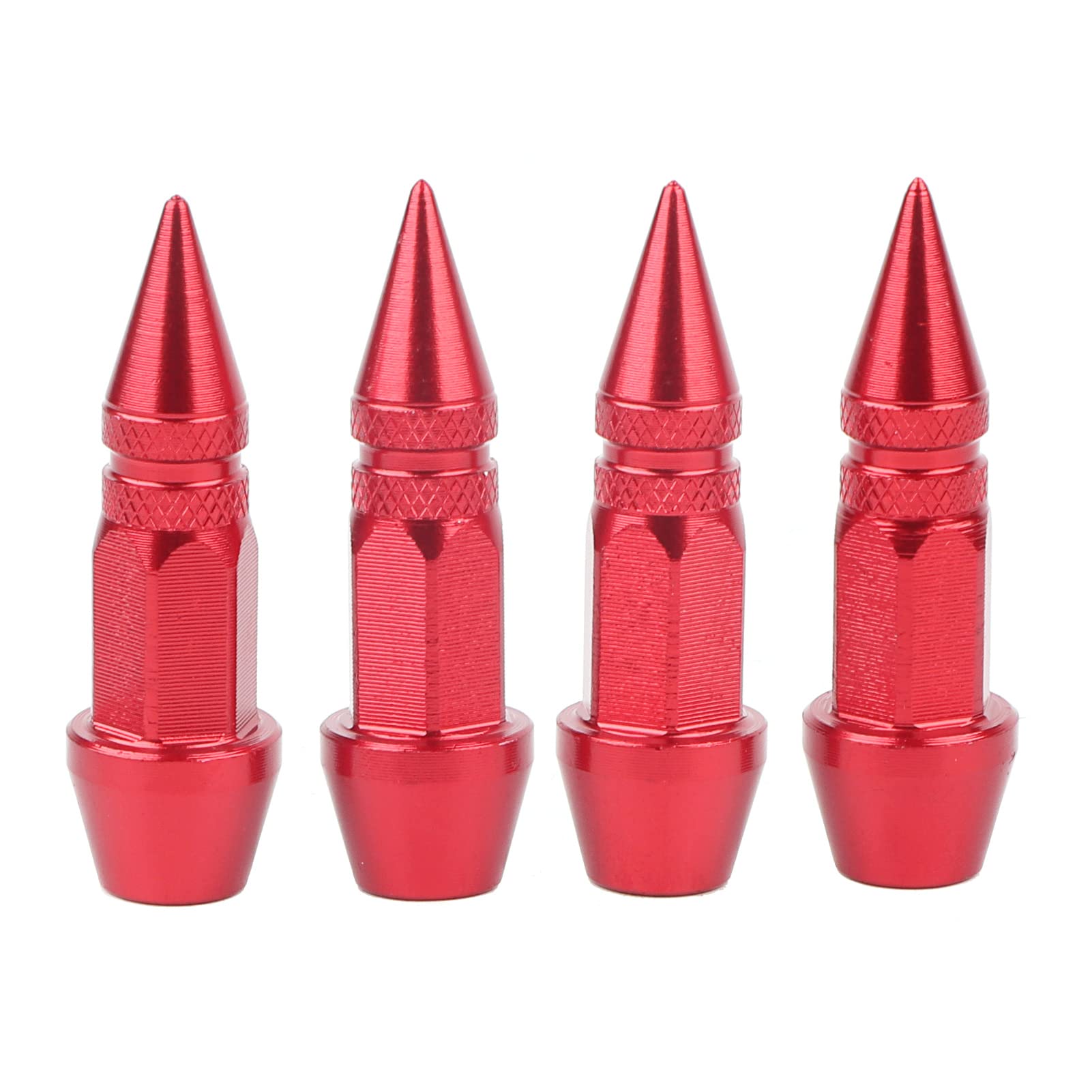 Tire Valve Stem Caps, 4 Pcs Aluminum Alloy Spike Wheel Tire Tyre Valve Stem Car Truck Air Dust Caps Cap Covers Cover Corrosion Resistant Universal Internal Thread 8V1 (Red).-for chrome spike val