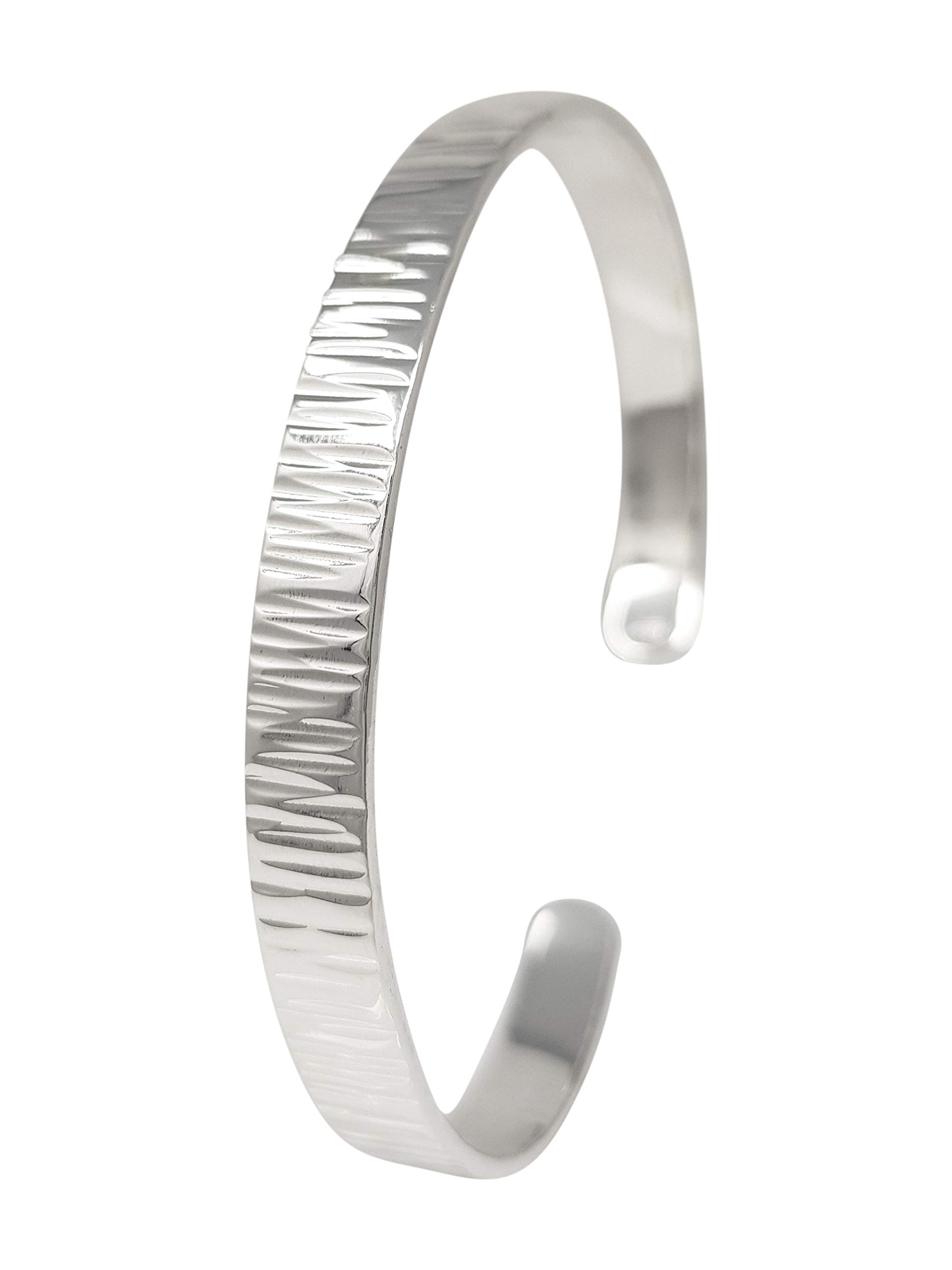 Treasure Bay Women's 925 Sterling Silver Bracelet Classic Plain Silver Cuff Bangle for Ladies girls Gift for Her