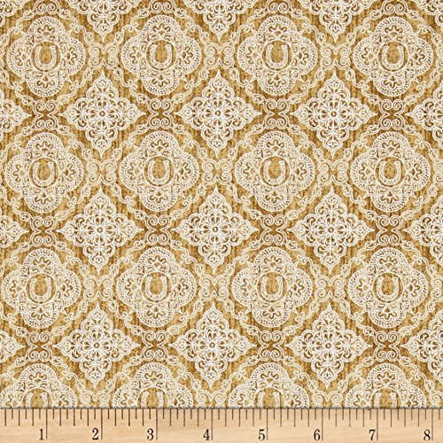Unbridled Horseshoe Medallions Straw Fabric By The Yard