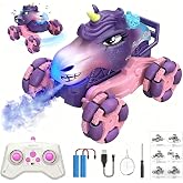 1:18 Pink Unicorn Monster Truck with Spray,120 Min Runtime,Gift for Girl 3+ | MAGTHIC Remote Control Car Rechargeable with 360&deg; Spin-Dance, Light Music, 2.4 GHz 4WD Off-Road for Indoor &amp; Outdoor fun